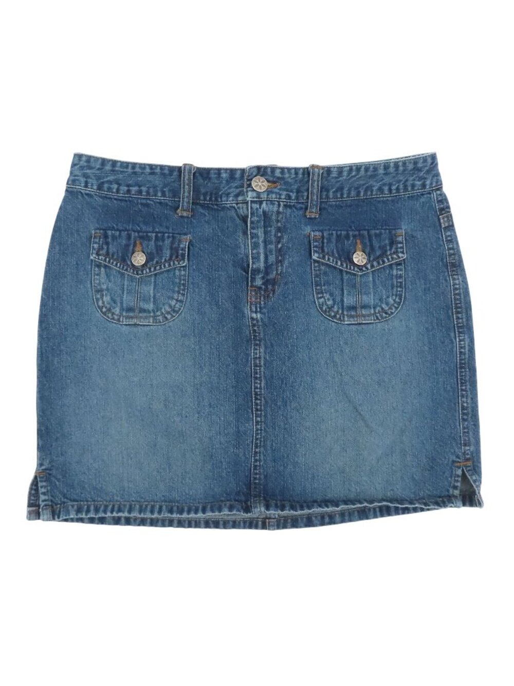 SO Juniors 7 Blue Denim Jean Skirt Button Pockets All Cotton Y2K 2000s Style